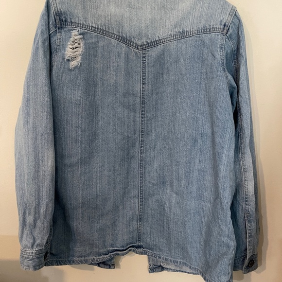 VTG Vanilla Star Distressed Denim Jacket Epaulettes Western - Picture 7 of 10